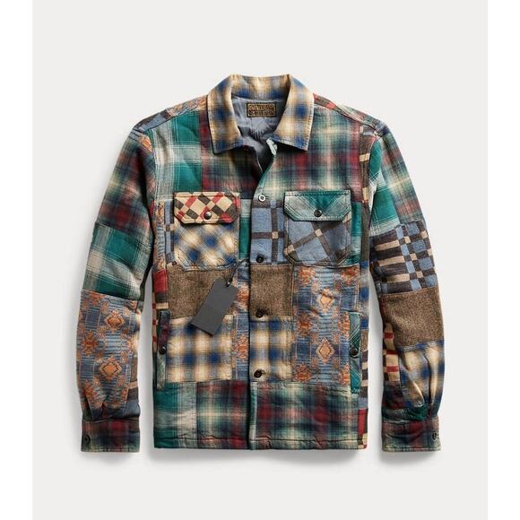 RRL Ralph Lauren Patchwork Overshirt Limited Edition Wool Jacket Men's XS Plaid - Picture 2 of 10